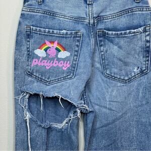 PLAYBOY by Pacsun High Waisted Rainbow Distressed Booty Boyfriend Jeans Size 23
